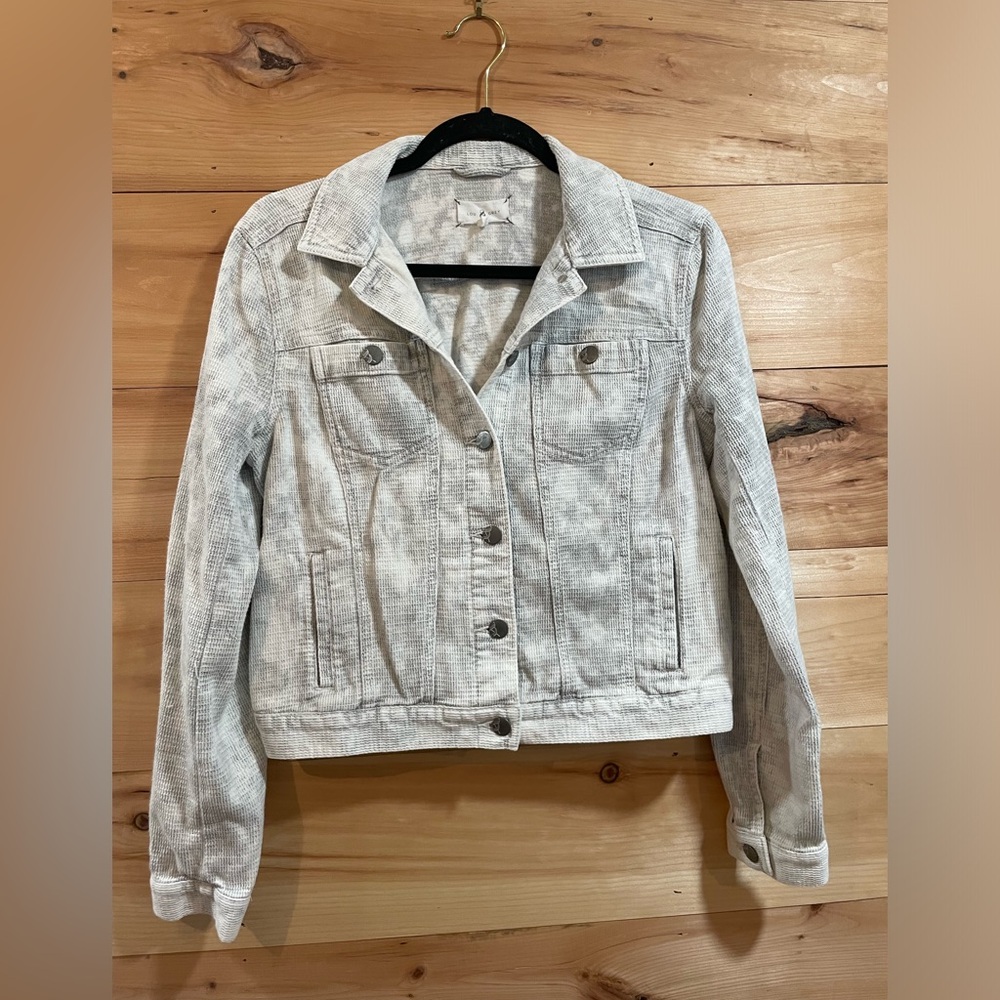 Lou & Grey White and Grey Denim Jacket Size S